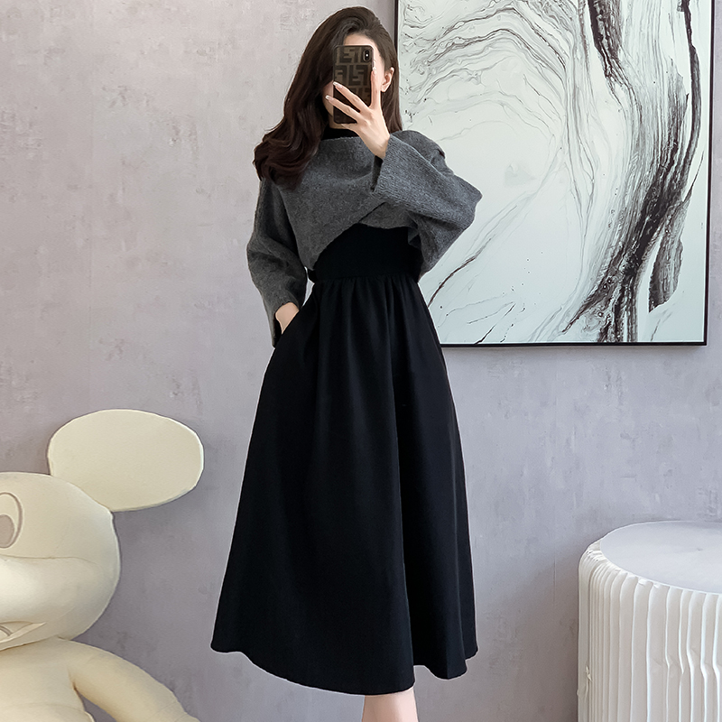French Lazy Style Two-Piece Knit Dress Set for Women Autumn Winter