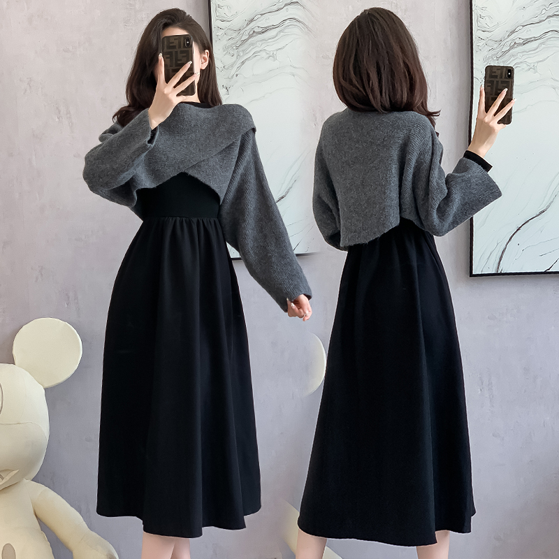 French Lazy Style Two-Piece Knit Dress Set for Women Autumn Winter - Image 2