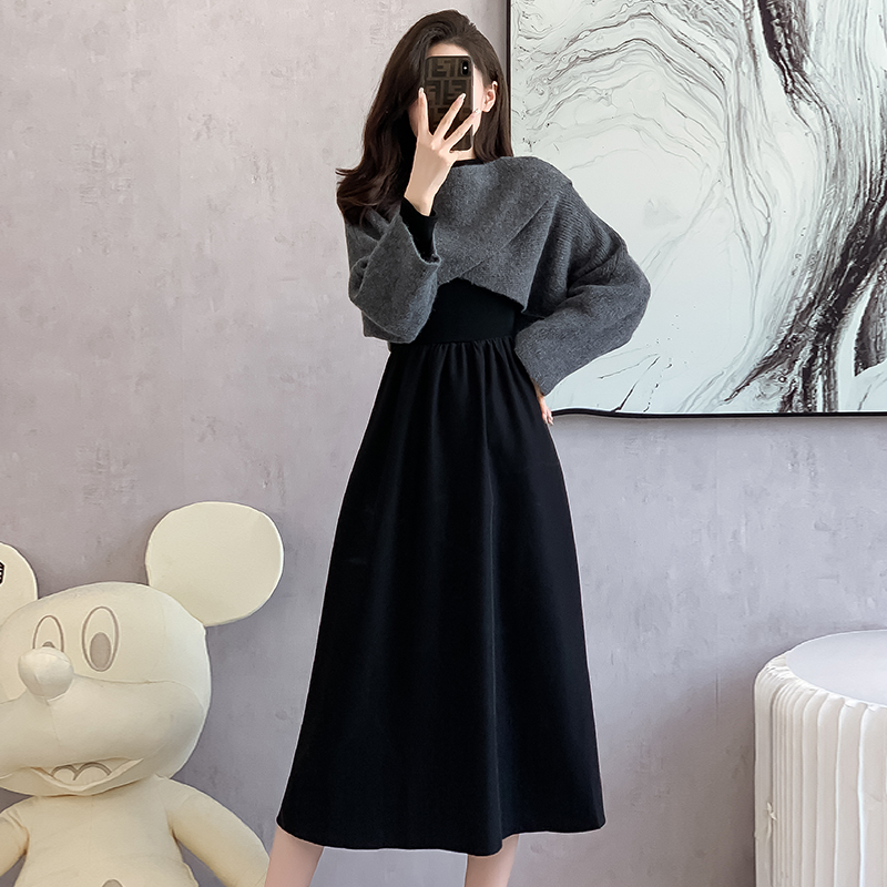 French Lazy Style Two-Piece Knit Dress Set for Women Autumn Winter - Image 3