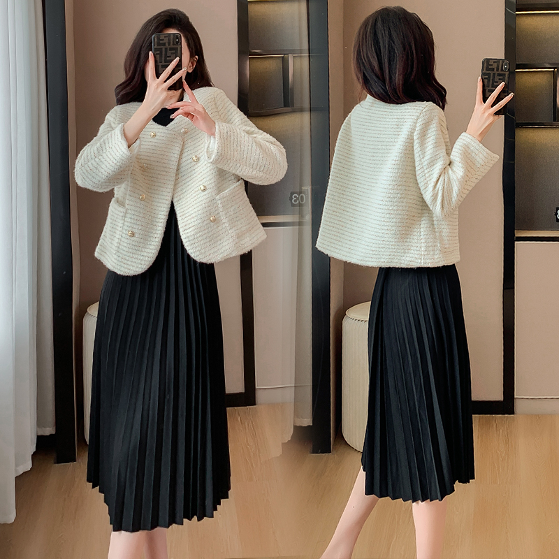 Little Chanel Style Two-Piece Dress Set Women 2023 Fall Short Jacket A-Line Dress - Image 2