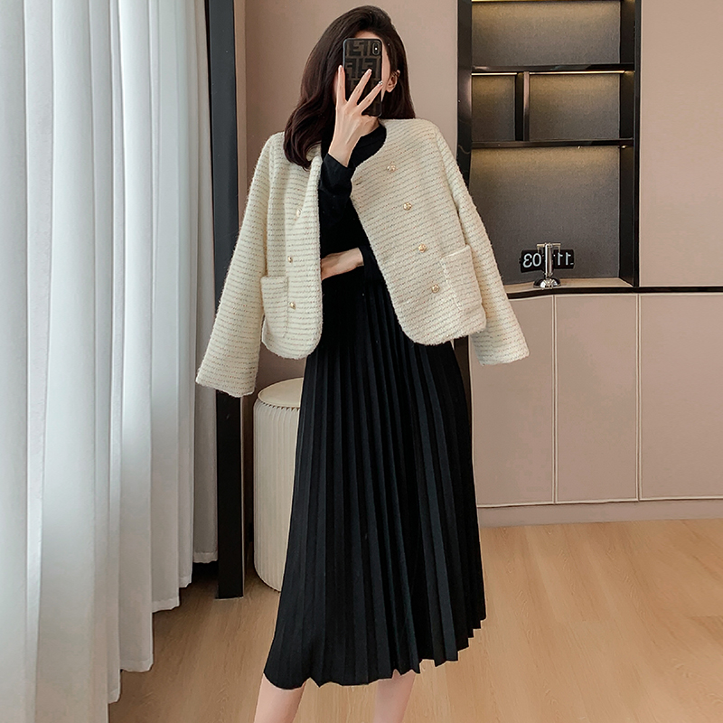 Little Chanel Style Two-Piece Dress Set Women 2023 Fall Short Jacket A-Line Dress - Image 3