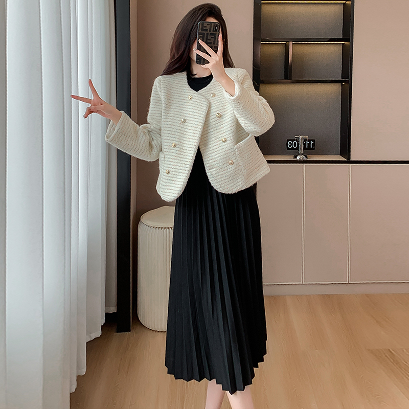 Little Chanel Style Two-Piece Dress Set Women 2023 Fall Short Jacket A-Line Dress - Image 4