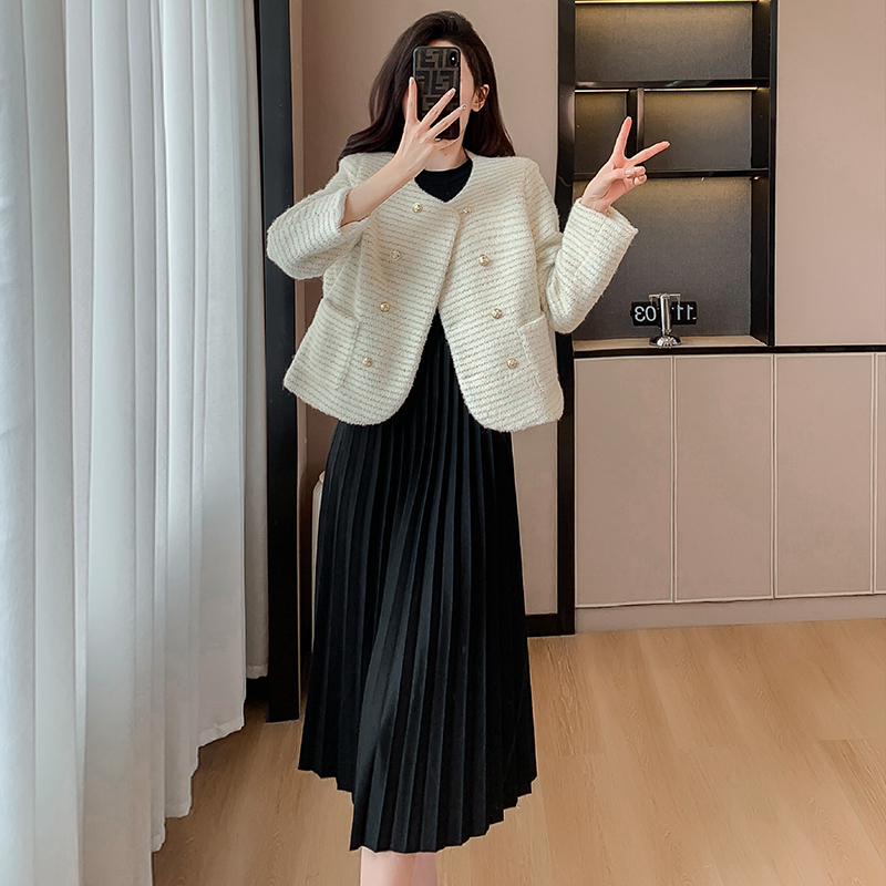 Little Chanel Style Two-Piece Dress Set Women 2023 Fall Short Jacket A-Line Dress - Image 5