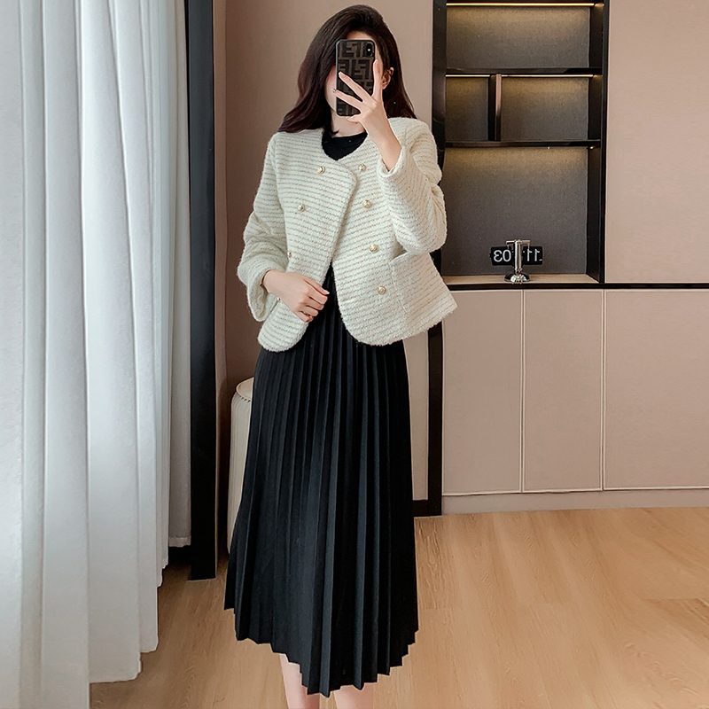 Little Chanel Style Two-Piece Dress Set Women 2023 Fall Short Jacket A-Line Dress