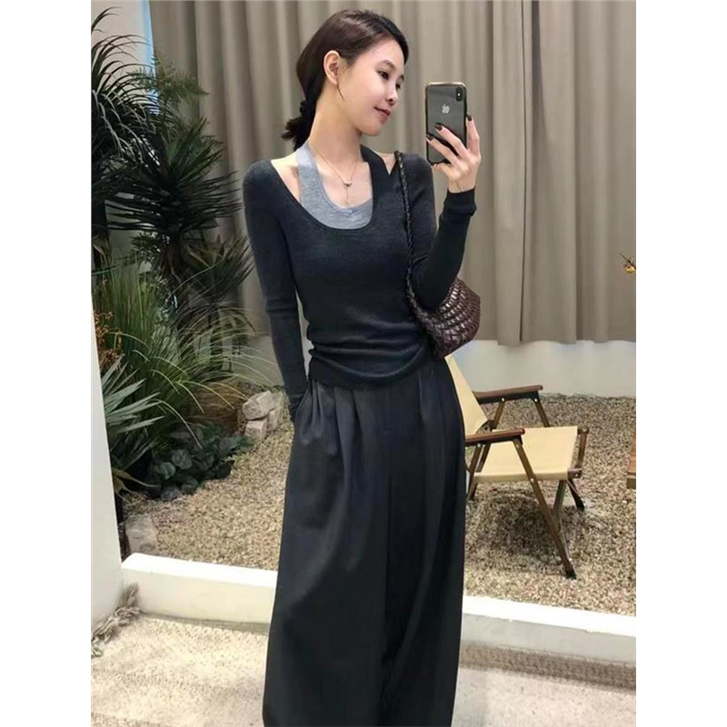 Women's Design Halter Neck Sleeveless Top Slim Fit Faux Two Piece Layering Shirt Summer 2026 - Image 3