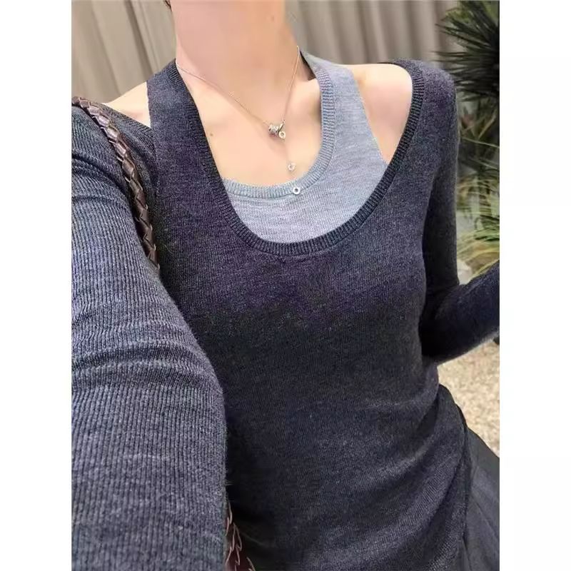 Women's Design Halter Neck Sleeveless Top Slim Fit Faux Two Piece Layering Shirt Summer 2026 - Image 2